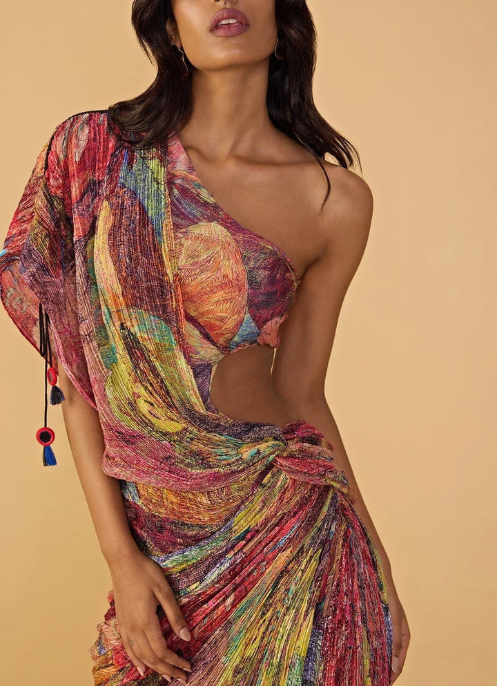 Multicolour Floral Printed Slit Gown Saaksha &amp; Kinni - Fabilicious Fashion