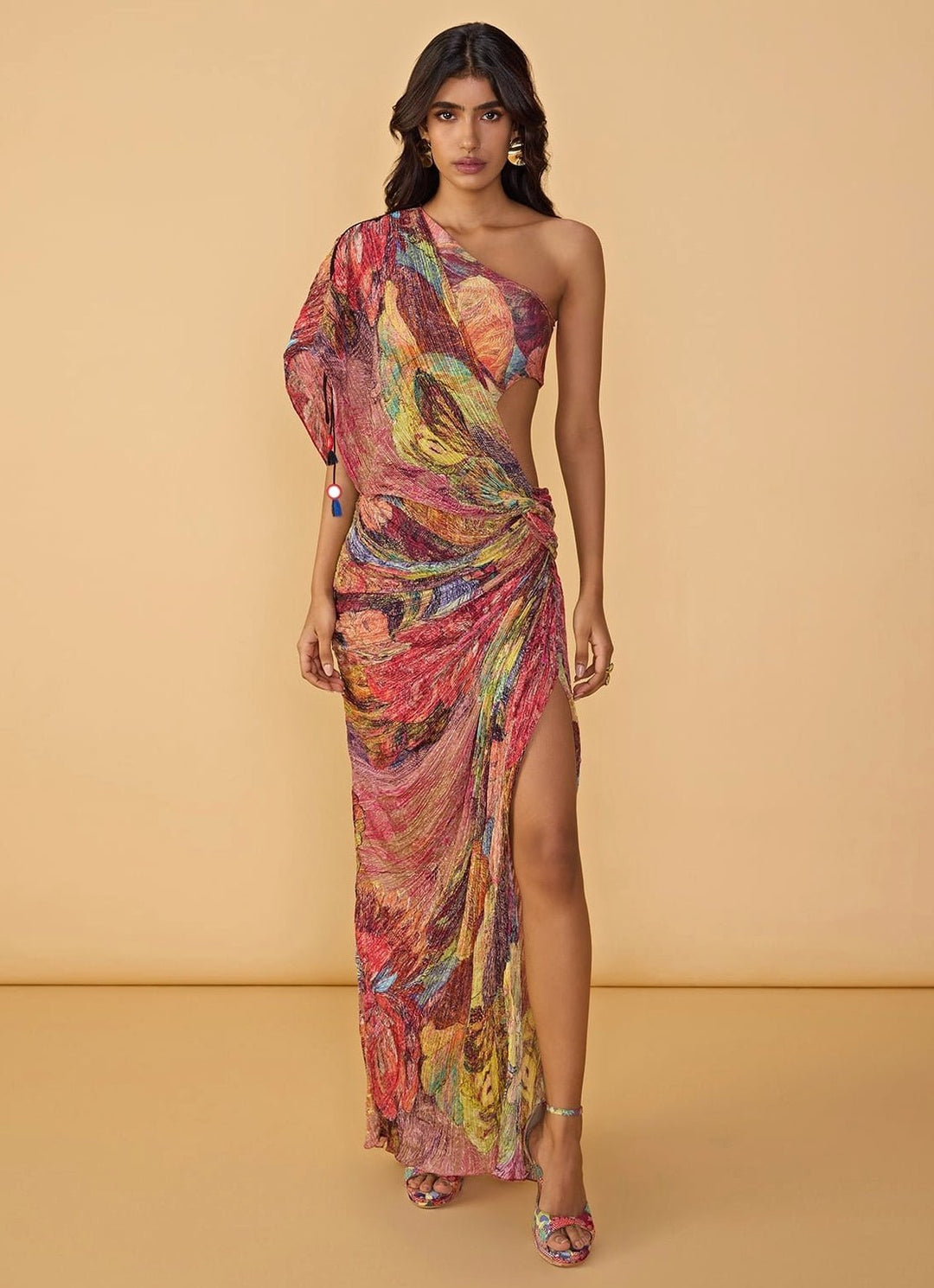 Multicolour Floral Printed Slit Gown Saaksha &amp; Kinni - Fabilicious Fashion