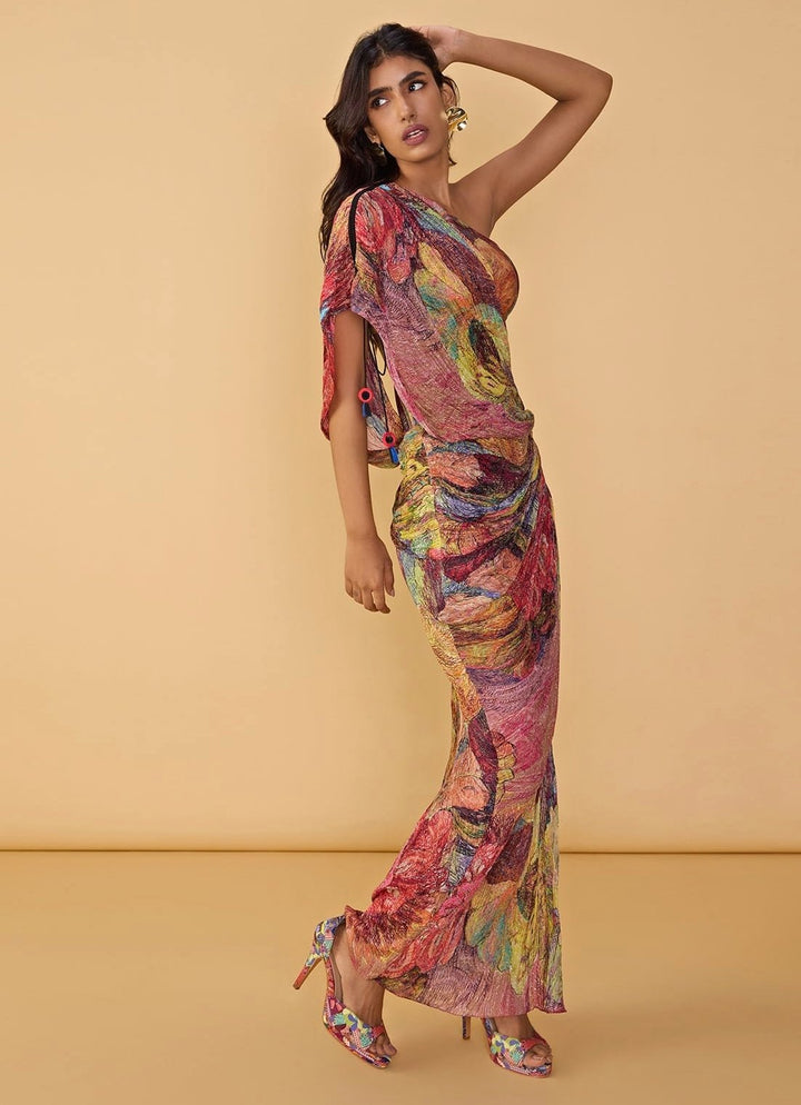 Multicolour Floral Printed Slit Gown Saaksha &amp; Kinni - Fabilicious Fashion