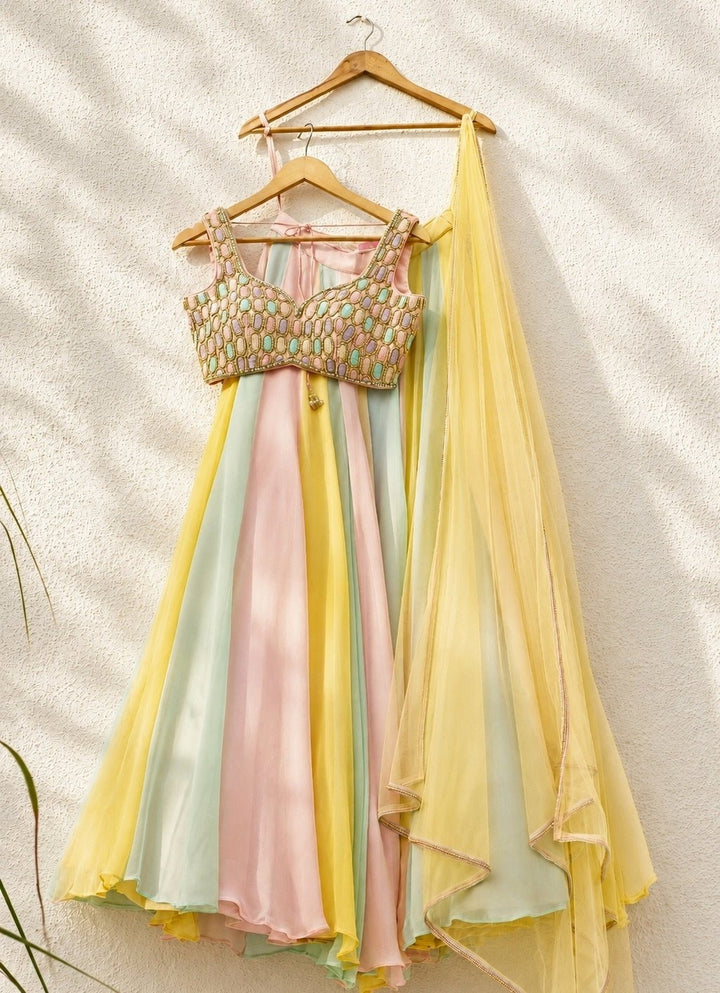 Multicolour Georgette Lehenga Set Anisha Shetty - Fabilicious Fashion