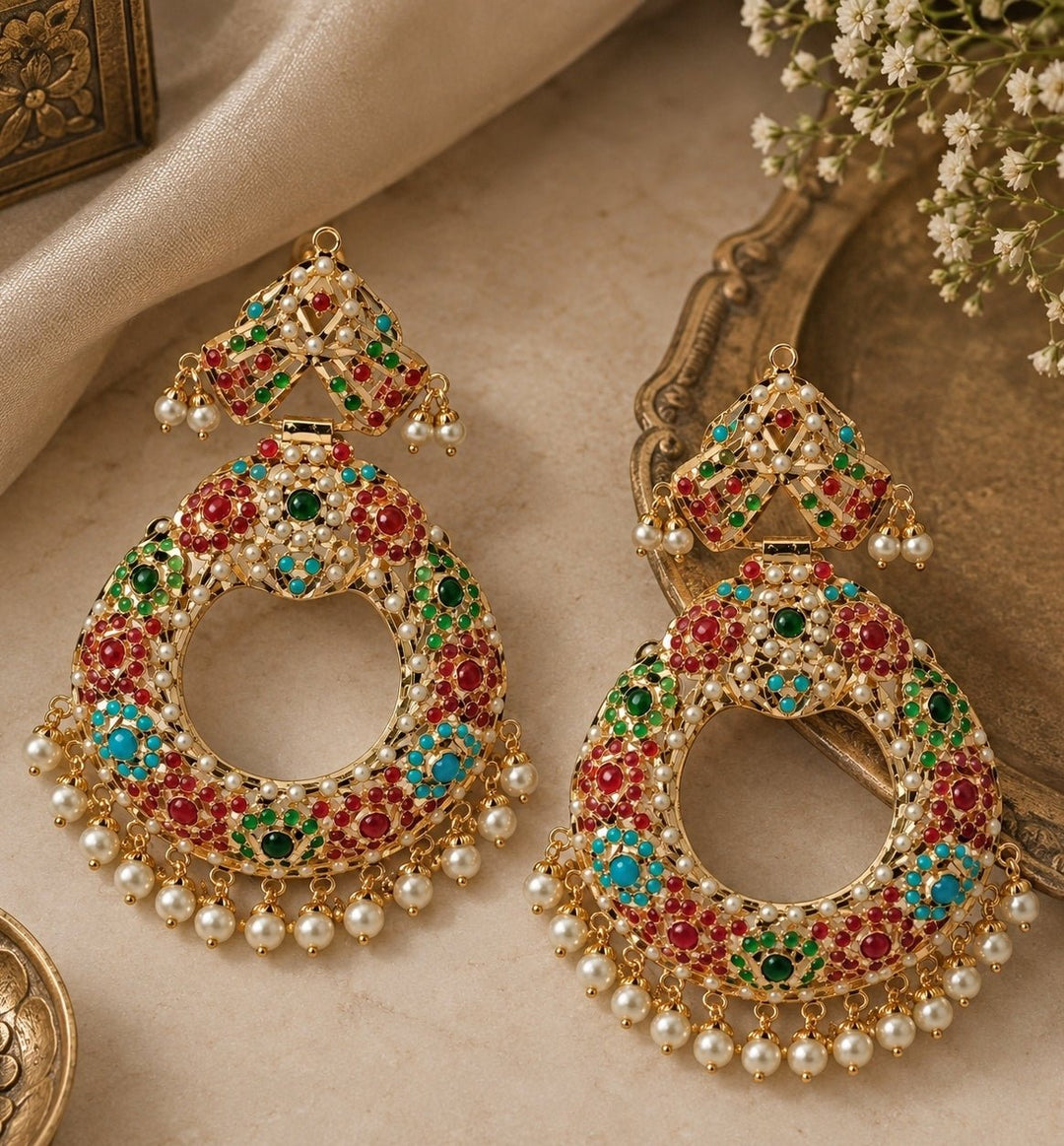Vivinia By Vidhi Mehra Multicolour Jadau Pearl ChandbaliFabilicious Fashion