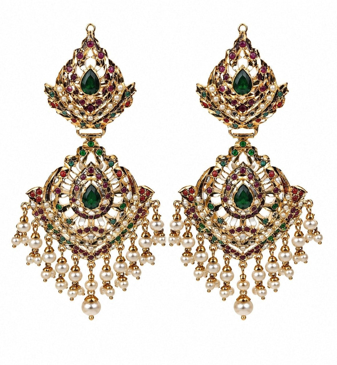 Vivinia By Vidhi Mehra Multicolour Jadau Pearl Drop EarringsFabilicious Fashion
