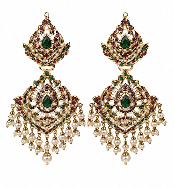 Vivinia By Vidhi Mehra Multicolour Jadau Pearl Drop EarringsFabilicious Fashion