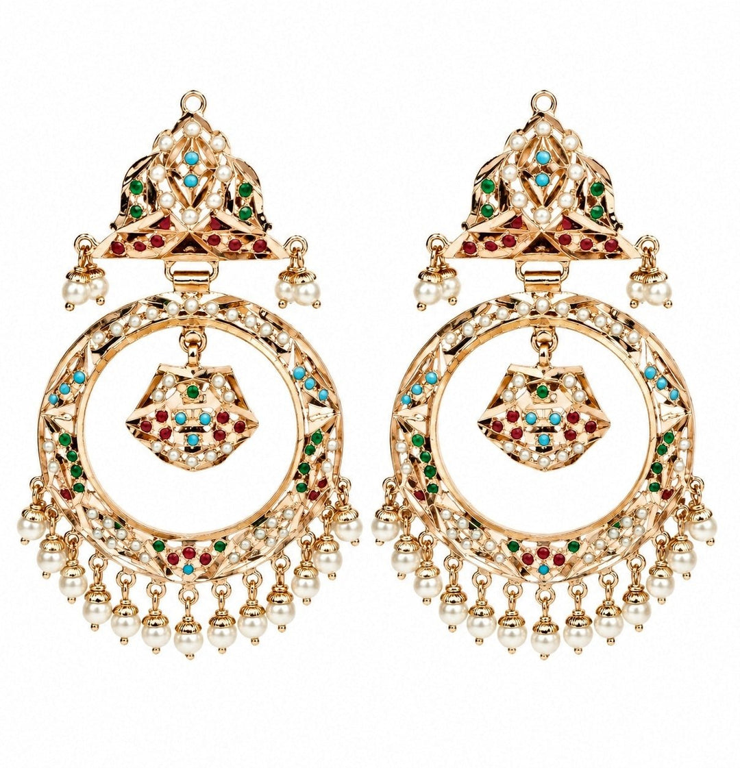 Vivinia By Vidhi Mehra Multicolour Jadau Pearl Hoop EarringsFabilicious Fashion