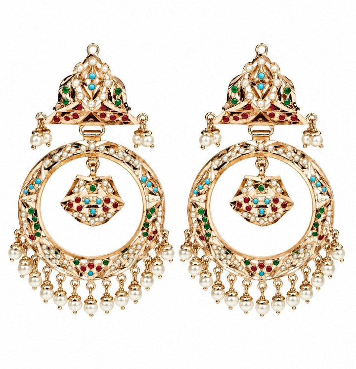 Vivinia By Vidhi Mehra Multicolour Jadau Pearl Hoop EarringsFabilicious Fashion