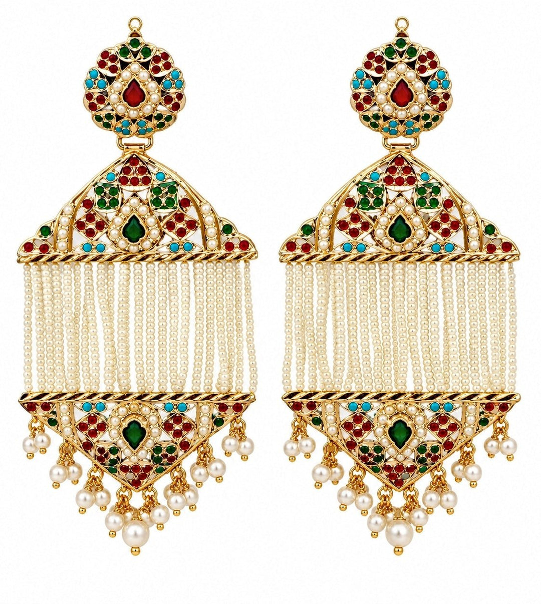 Vivinia By Vidhi Mehra Multicolour Jadau Pearl Tassel EarringsFabilicious Fashion
