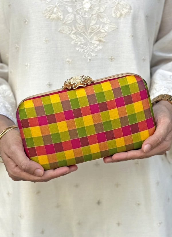 Multicolour Kanchi Silk Clutch