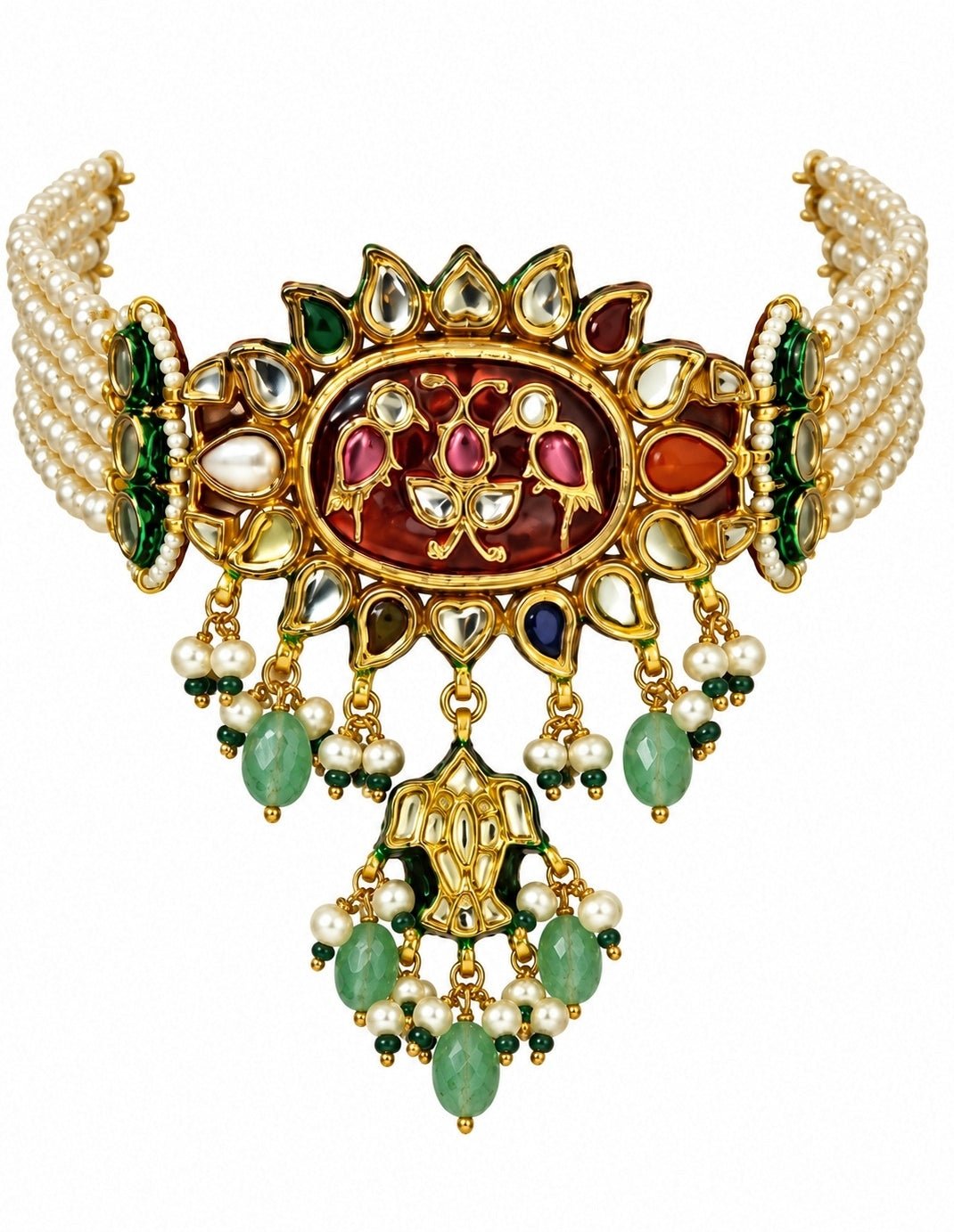 Vivinia By Vidhi Mehra Multicolour Kundan And Pearl Statement Choker SetFabilicious Fashion