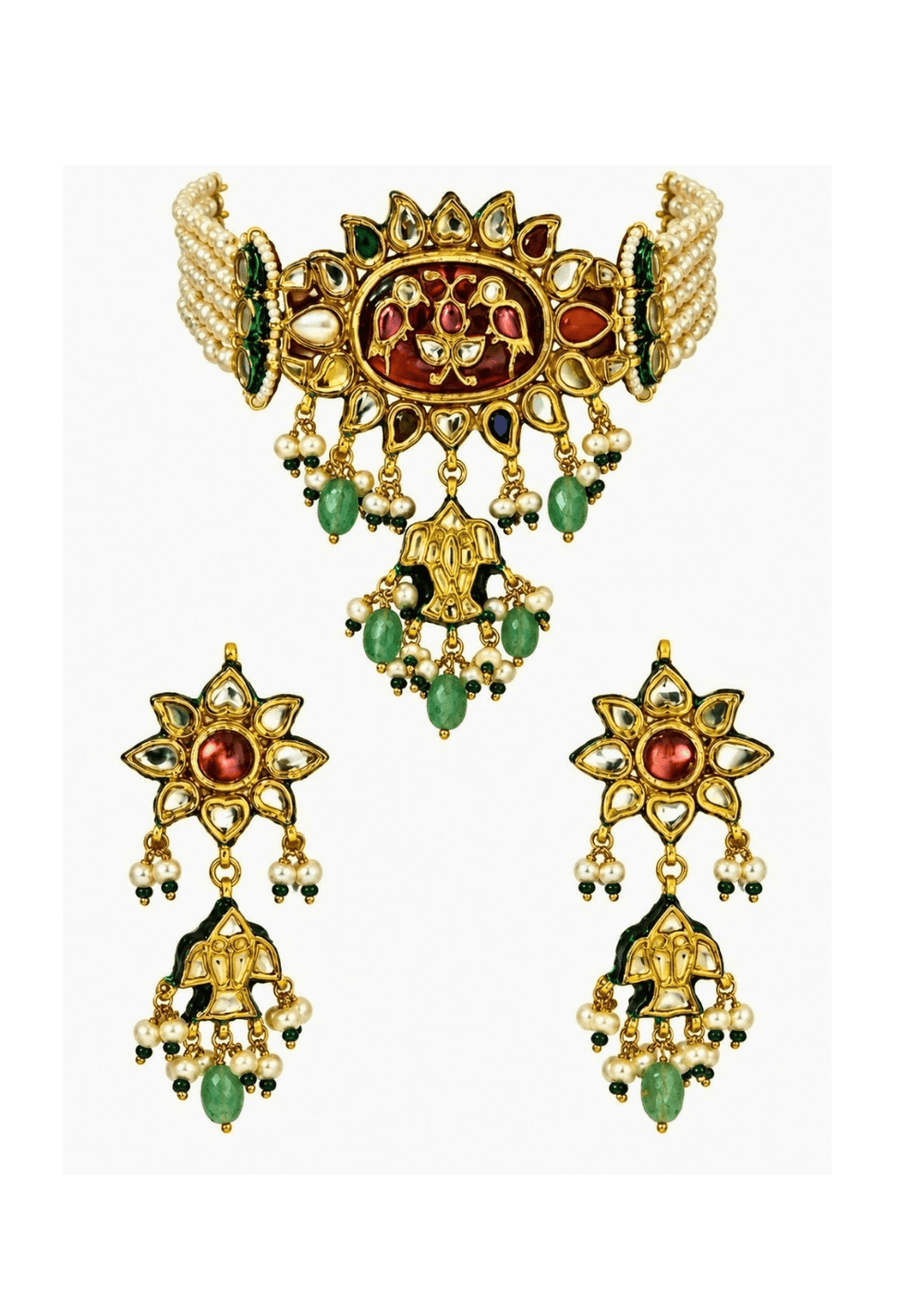 Vivinia By Vidhi Mehra Multicolour Kundan And Pearl Statement Choker SetFabilicious Fashion
