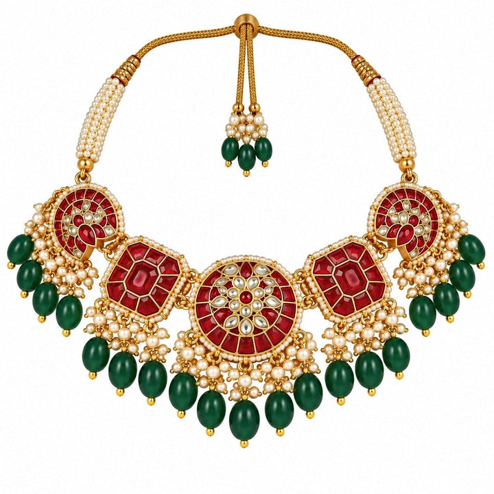 Vivinia By Vidhi Mehra Multicolour Kundan Beaded Necklace SetFabilicious Fashion