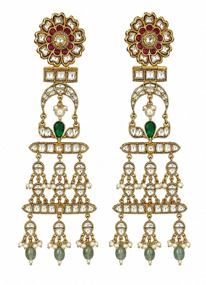 Vivinia By Vidhi Mehra Multicolour Kundan Pearl Drop EarringsFabilicious Fashion