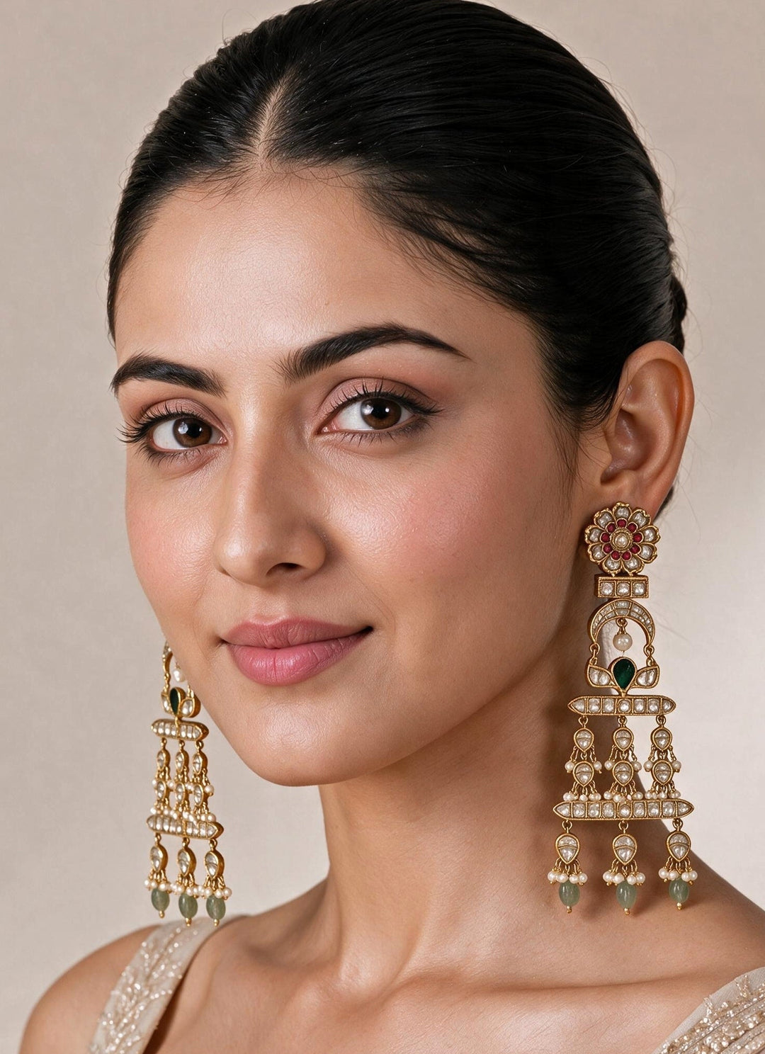 Vivinia By Vidhi Mehra Multicolour Kundan Pearl Drop EarringsFabilicious Fashion