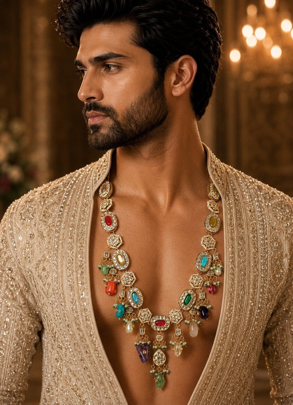 Vivinia By Vidhi Mehra Multicolour Kundan Statement NecklaceFabilicious Fashion