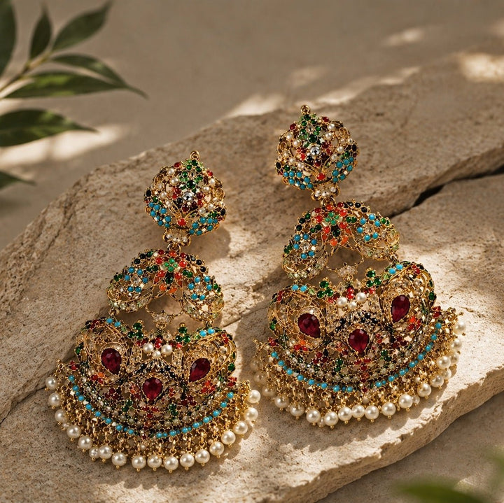 Vivinia By Vidhi Mehra Multicolour Mughal Polki EarringsFabilicious Fashion