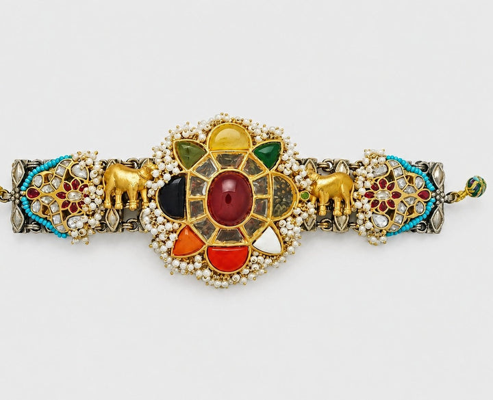 Vivinia by Vidhi Mehra Multicolour Navratna Floral Choker SetFabilicious Fashion