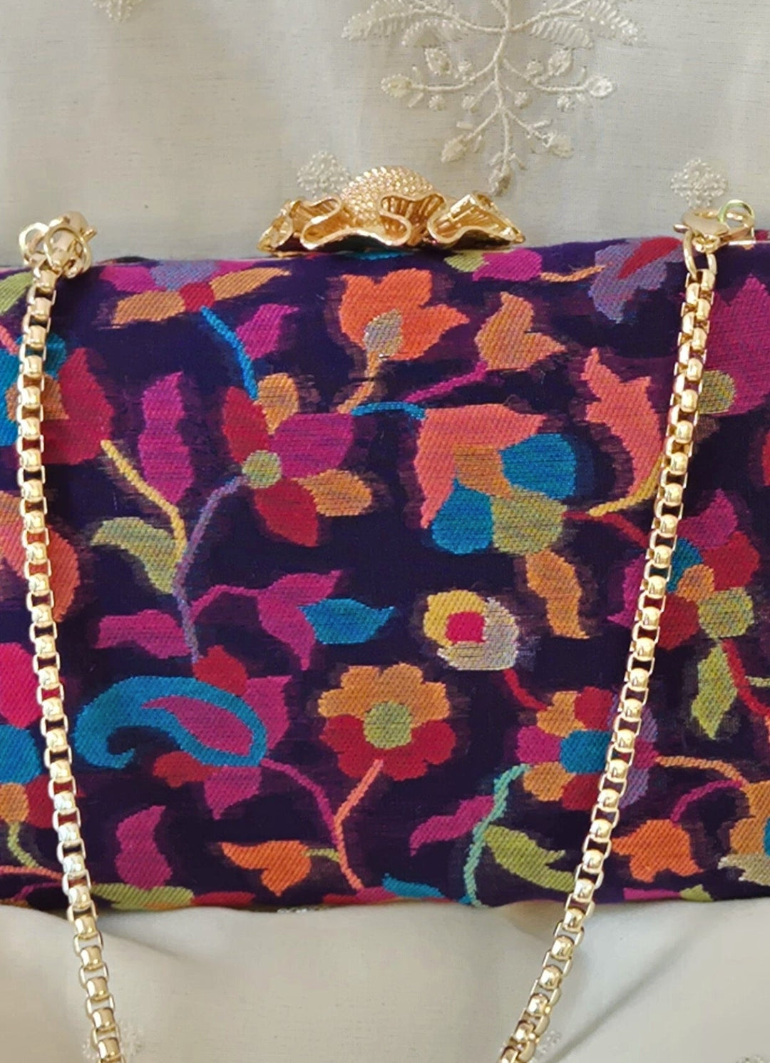 Multicolour Pashmina Cashmere Clutch Amyra - Fabilicious Fashion