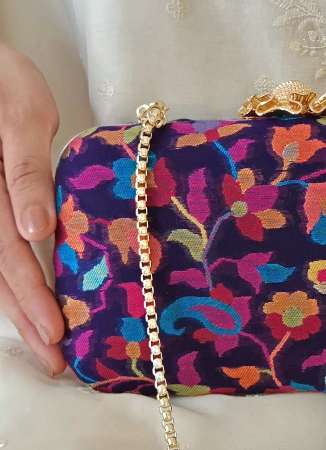 Multicolour Pashmina Cashmere Clutch Amyra - Fabilicious Fashion