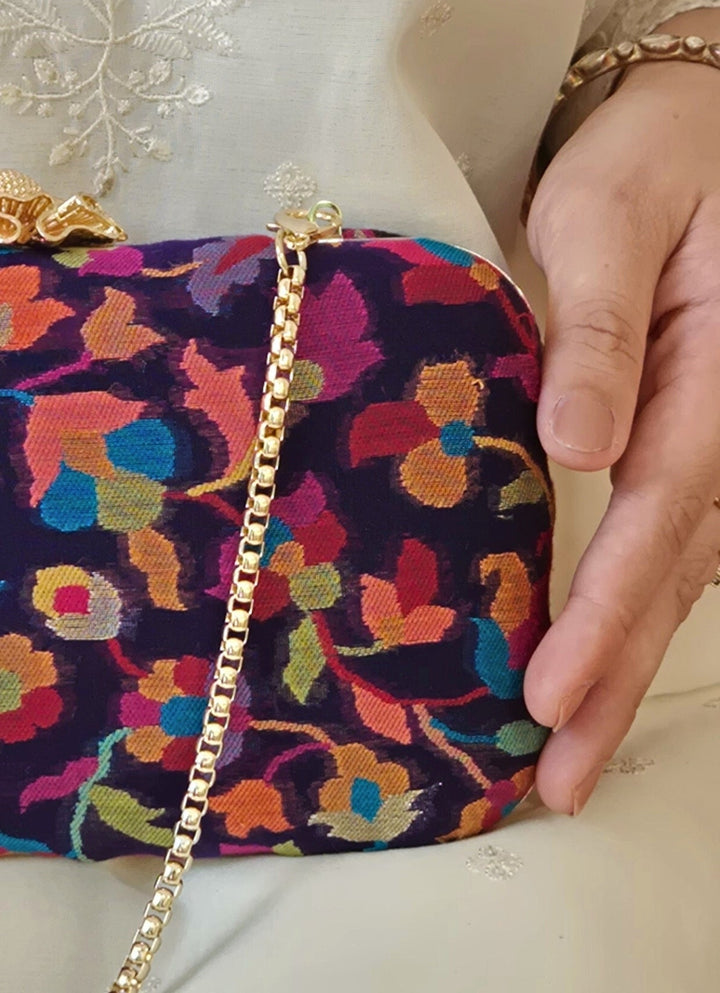 Multicolour Pashmina Cashmere Clutch Amyra - Fabilicious Fashion