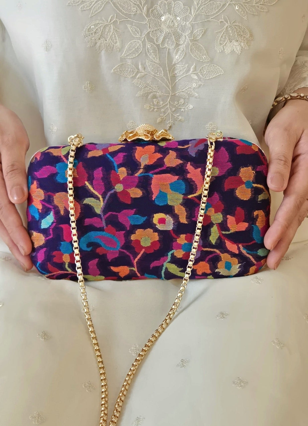 Multicolour Pashmina Cashmere Clutch Amyra - Fabilicious Fashion