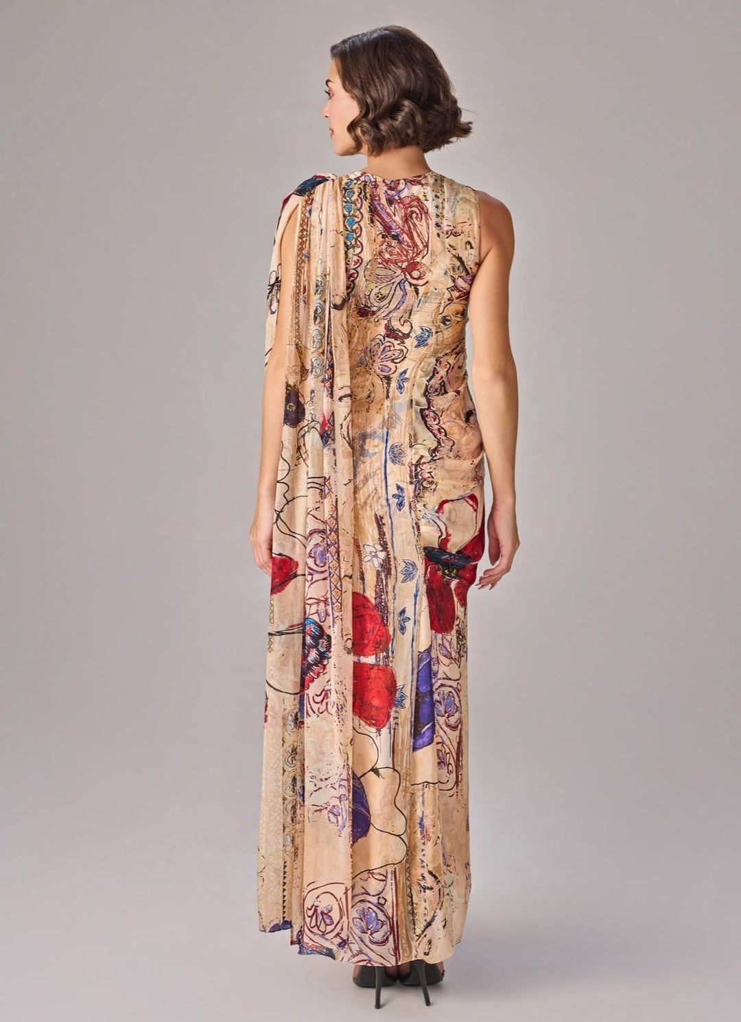 Multicolour Print Draped Dress Saaksha &amp; Kinni - Fabilicious Fashion