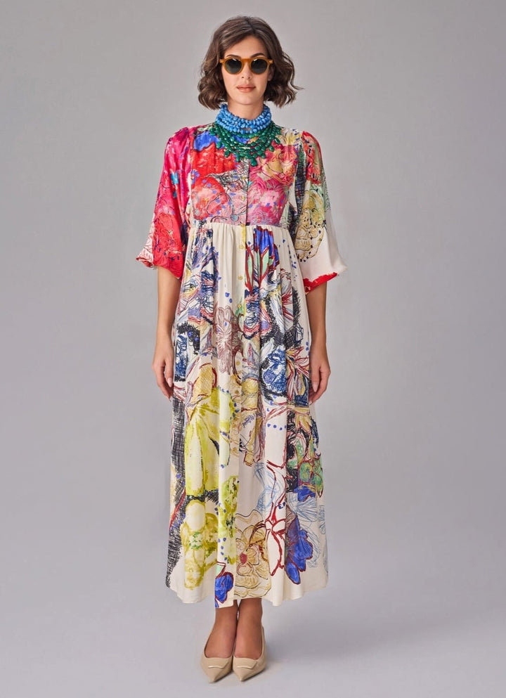 Multicolour Print Dress Saaksha &amp; Kinni - Fabilicious Fashion