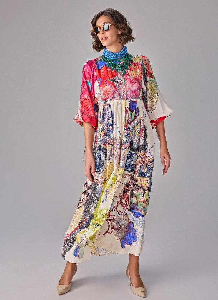Multicolour Print Dress Saaksha &amp; Kinni - Fabilicious Fashion