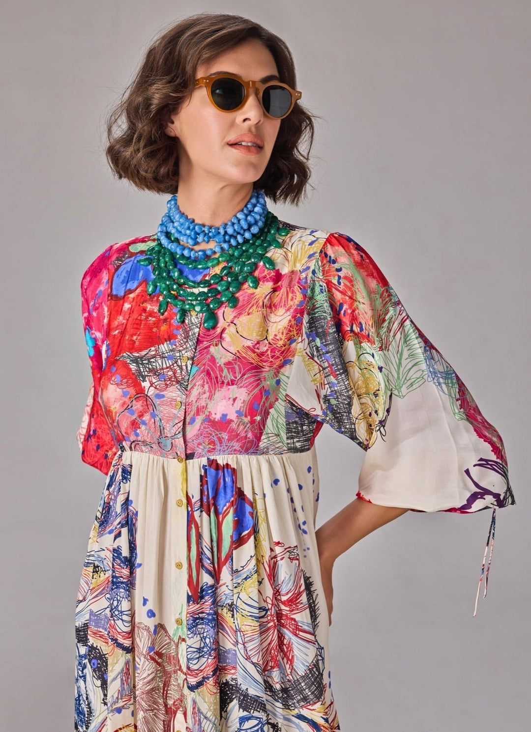 Multicolour Print Dress Saaksha &amp; Kinni - Fabilicious Fashion