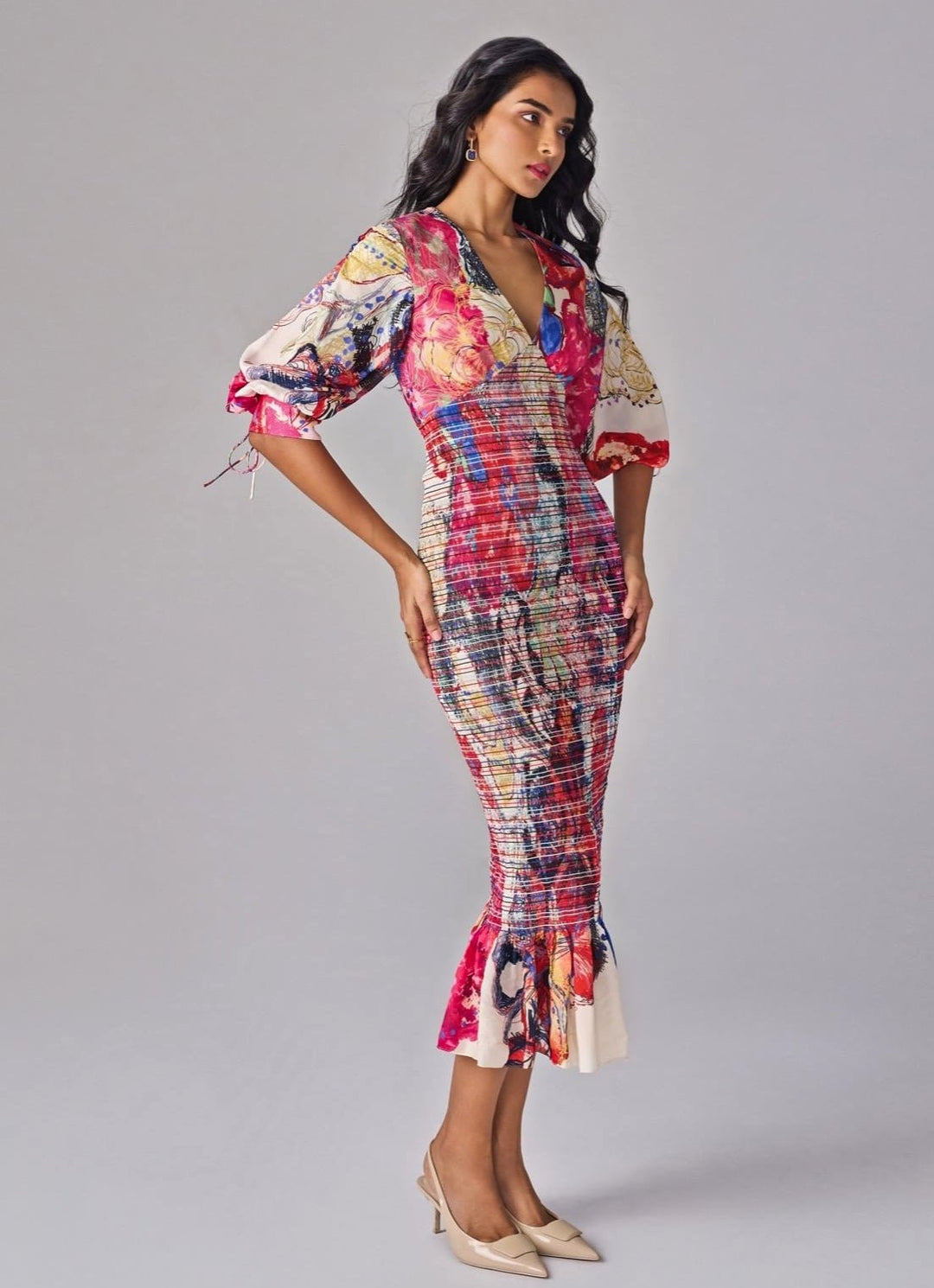 Saaksha &amp; Kinni Multicolour Print Midi DressFabilicious Fashion