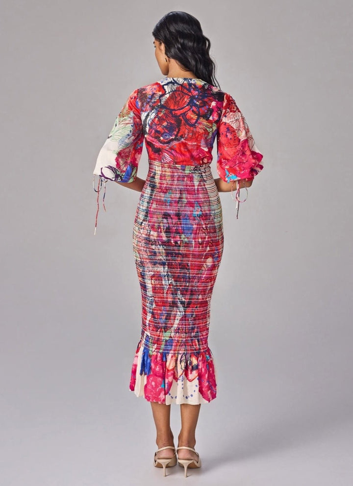 Saaksha &amp; Kinni Multicolour Print Midi DressFabilicious Fashion