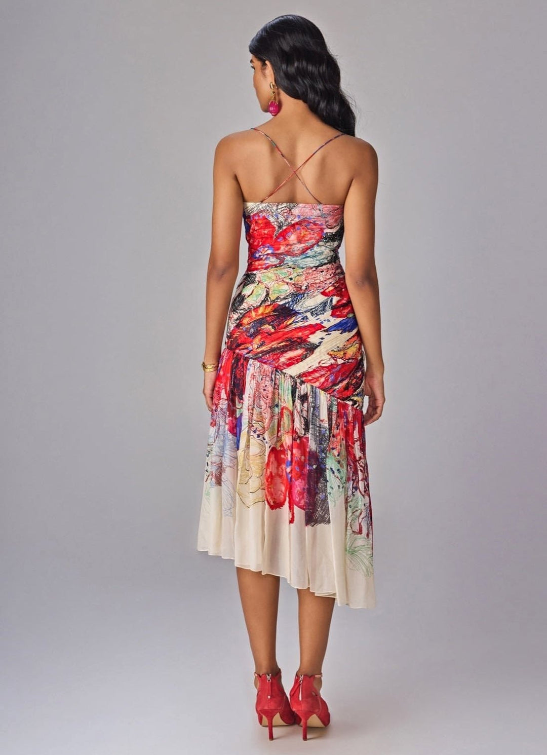 Multicolour Print Midi Dress Saaksha &amp; Kinni - Fabilicious Fashion