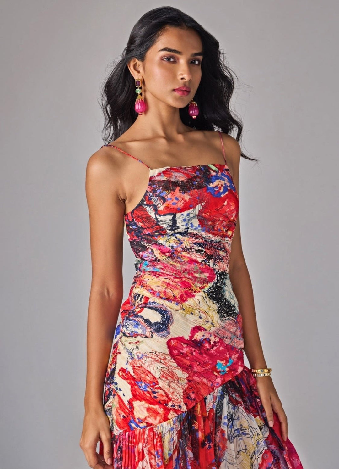 Multicolour Print Midi Dress Saaksha &amp; Kinni - Fabilicious Fashion