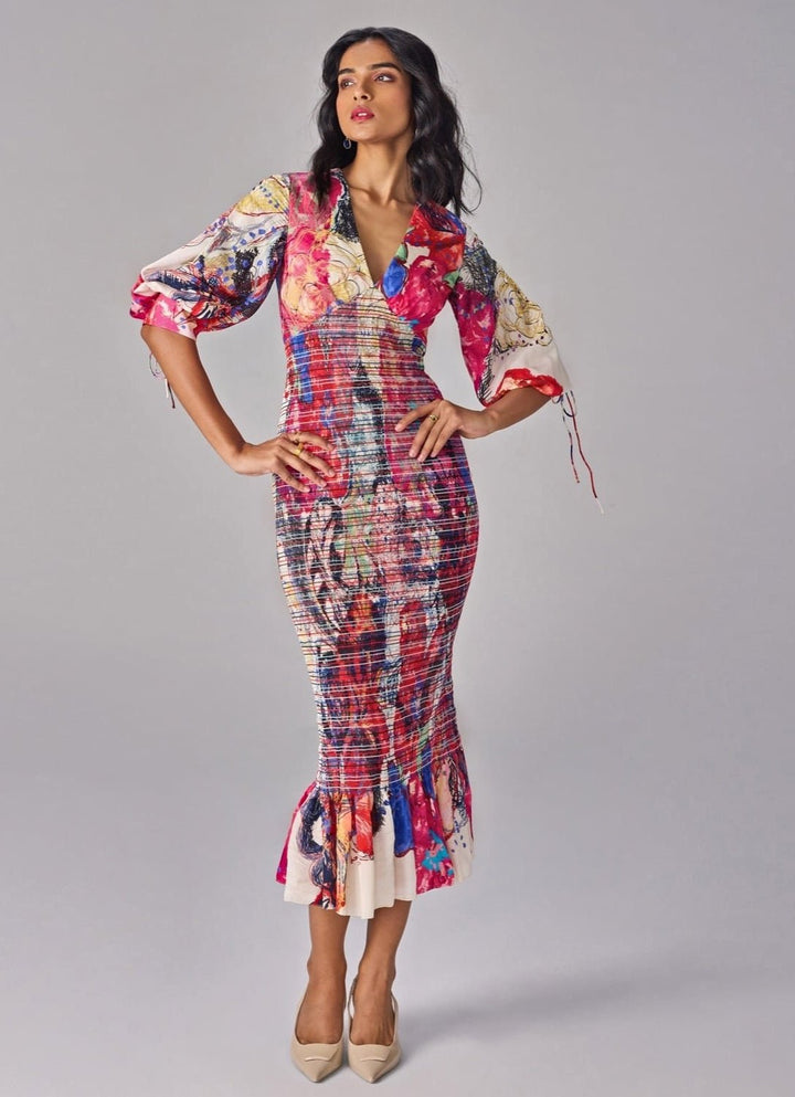 Saaksha &amp; Kinni Multicolour Print Midi DressFabilicious Fashion