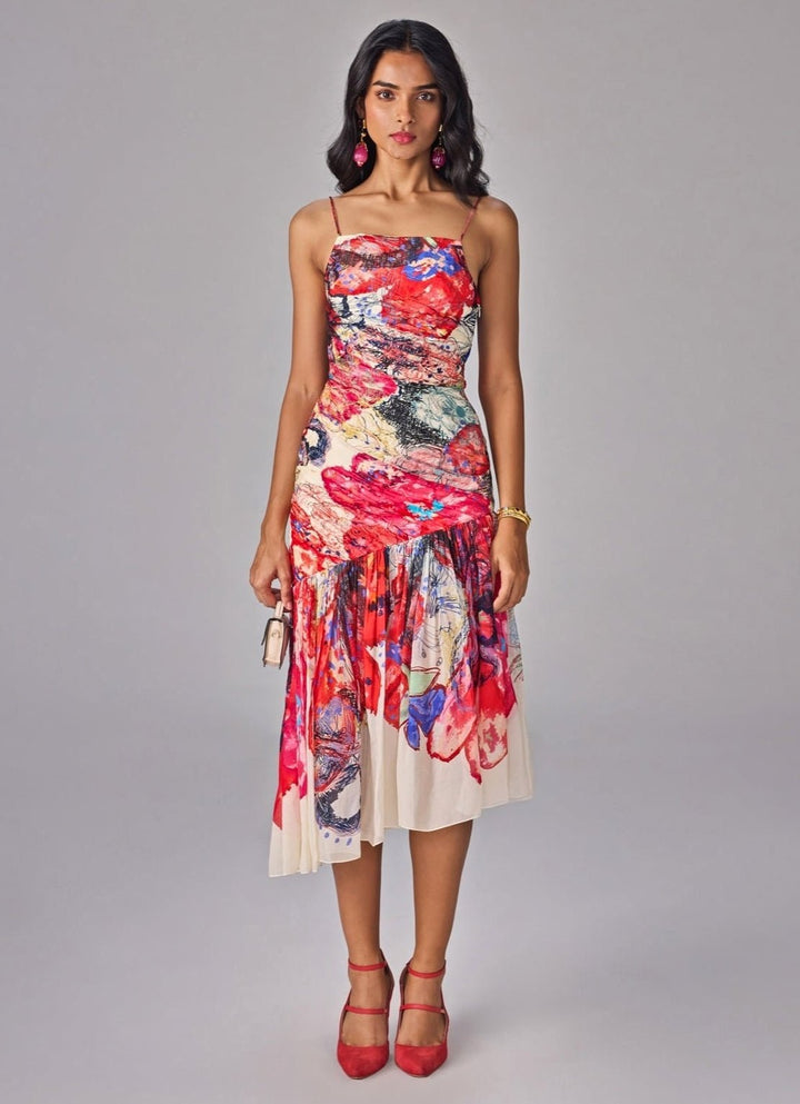 Multicolour Print Midi Dress Saaksha &amp; Kinni - Fabilicious Fashion