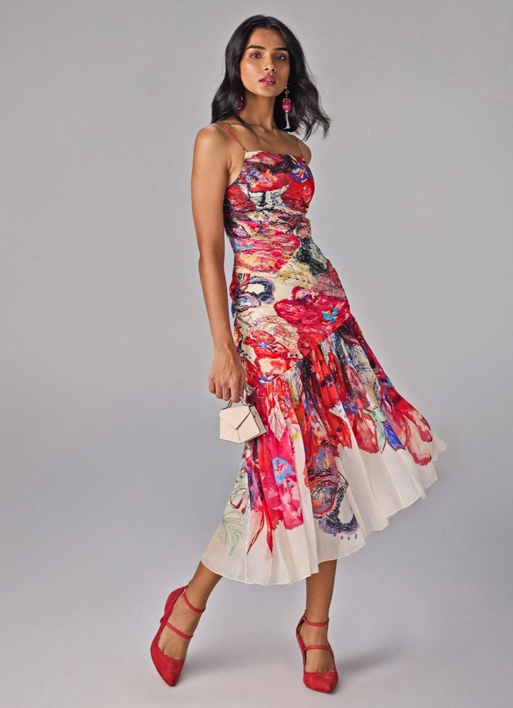 Multicolour Print Midi Dress Saaksha &amp; Kinni - Fabilicious Fashion