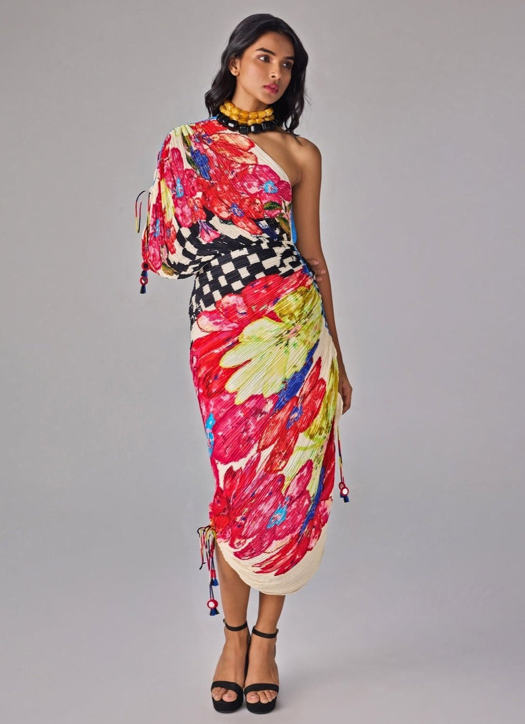 Multicolour Print One Shoulder Dress Saaksha &amp; Kinni - Fabilicious Fashion