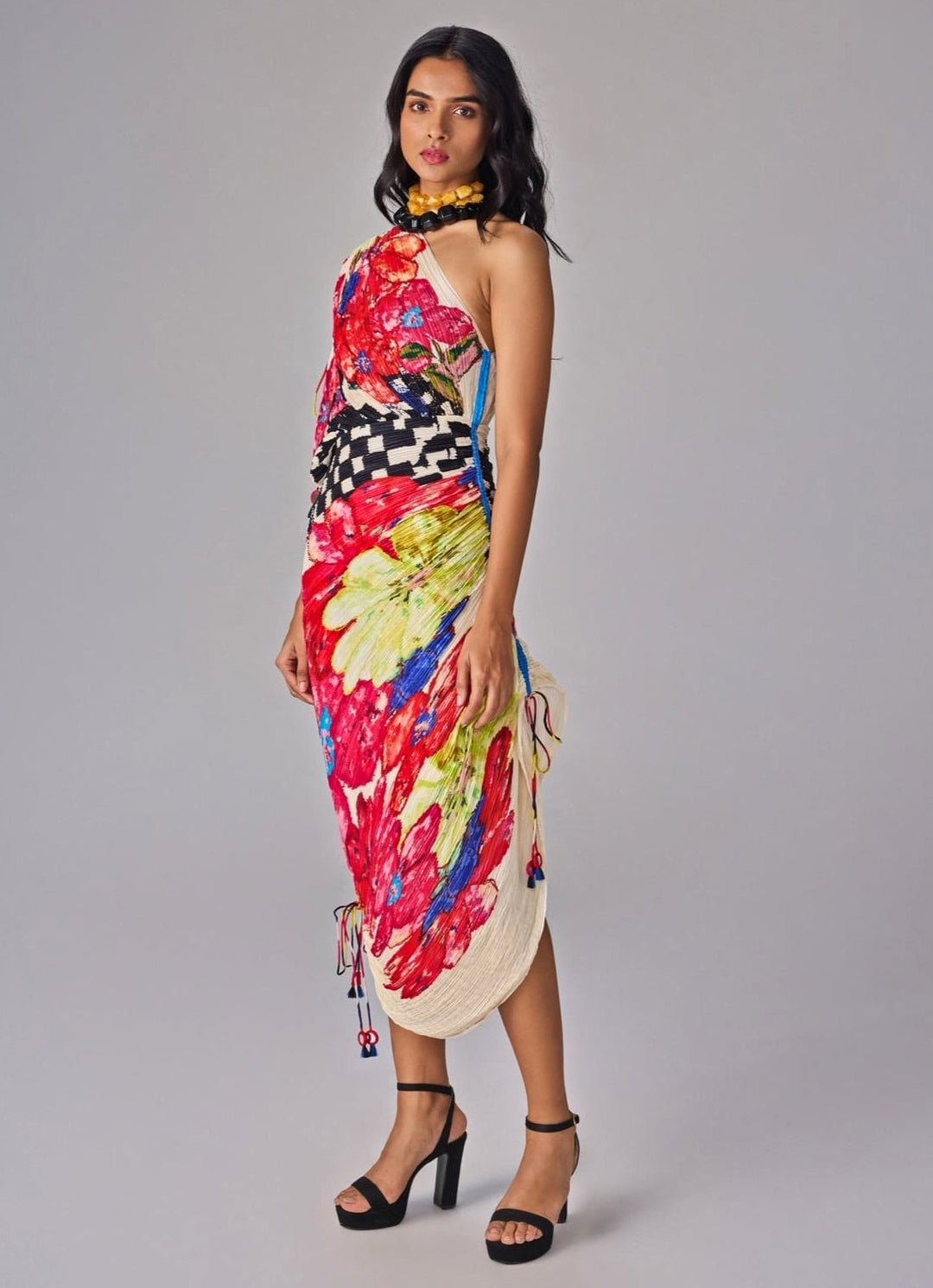 Multicolour Print One Shoulder Dress Saaksha &amp; Kinni - Fabilicious Fashion