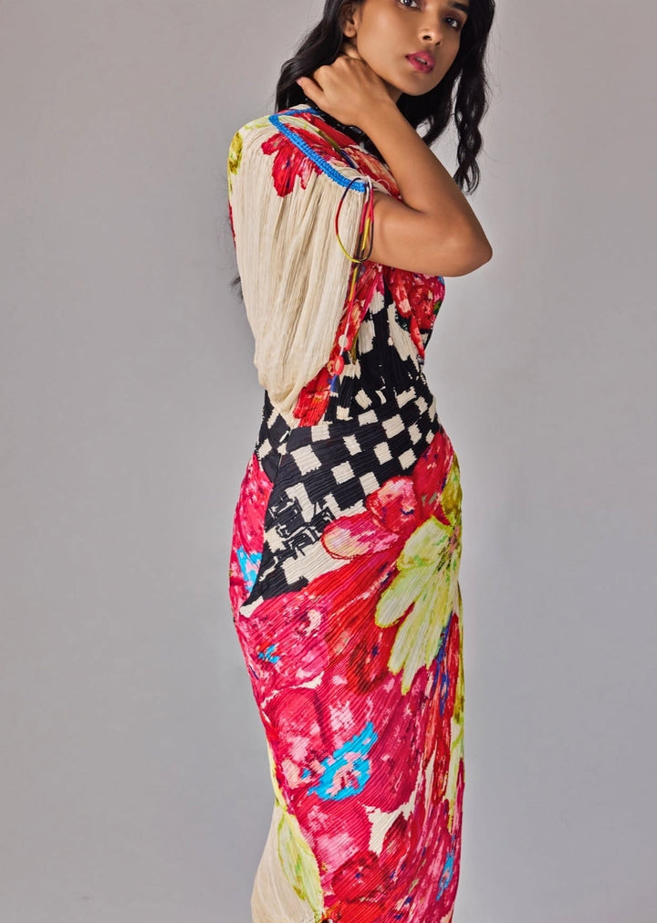 Multicolour Print One Shoulder Dress Saaksha &amp; Kinni - Fabilicious Fashion