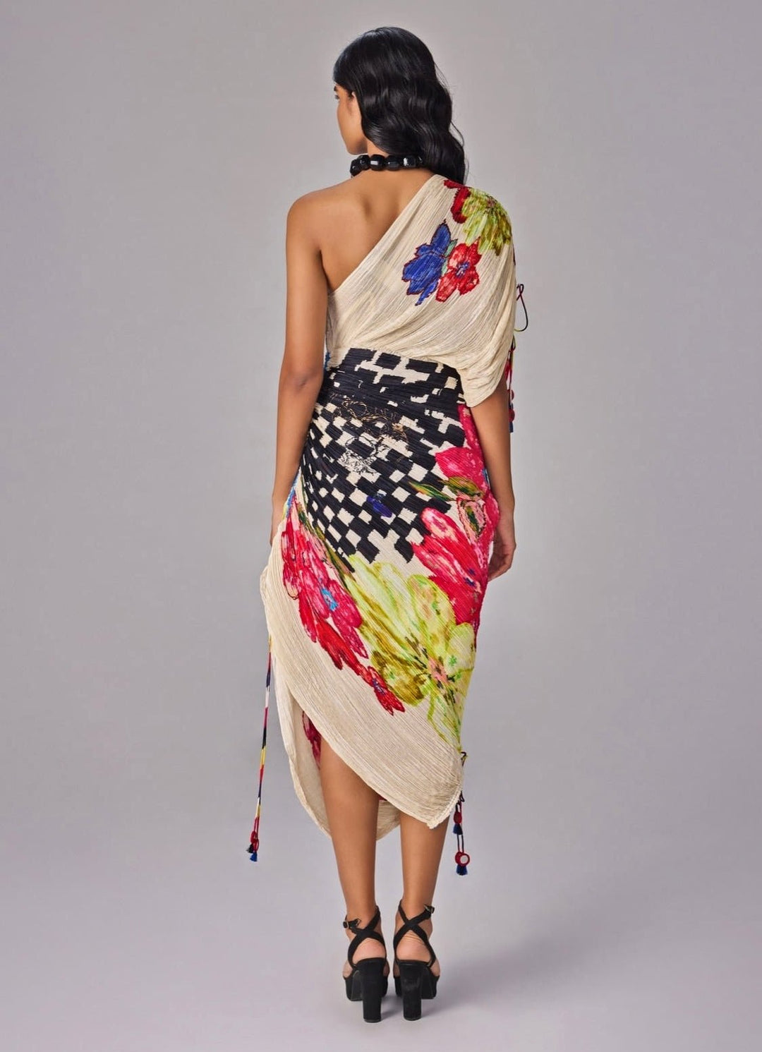 Multicolour Print One Shoulder Dress Saaksha &amp; Kinni - Fabilicious Fashion