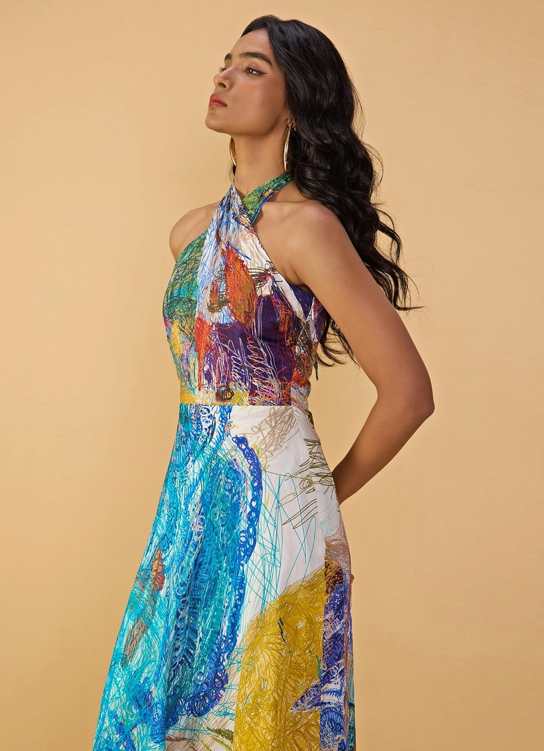 Multicolour Printed Halter Dress Saaksha &amp; Kinni - Fabilicious Fashion