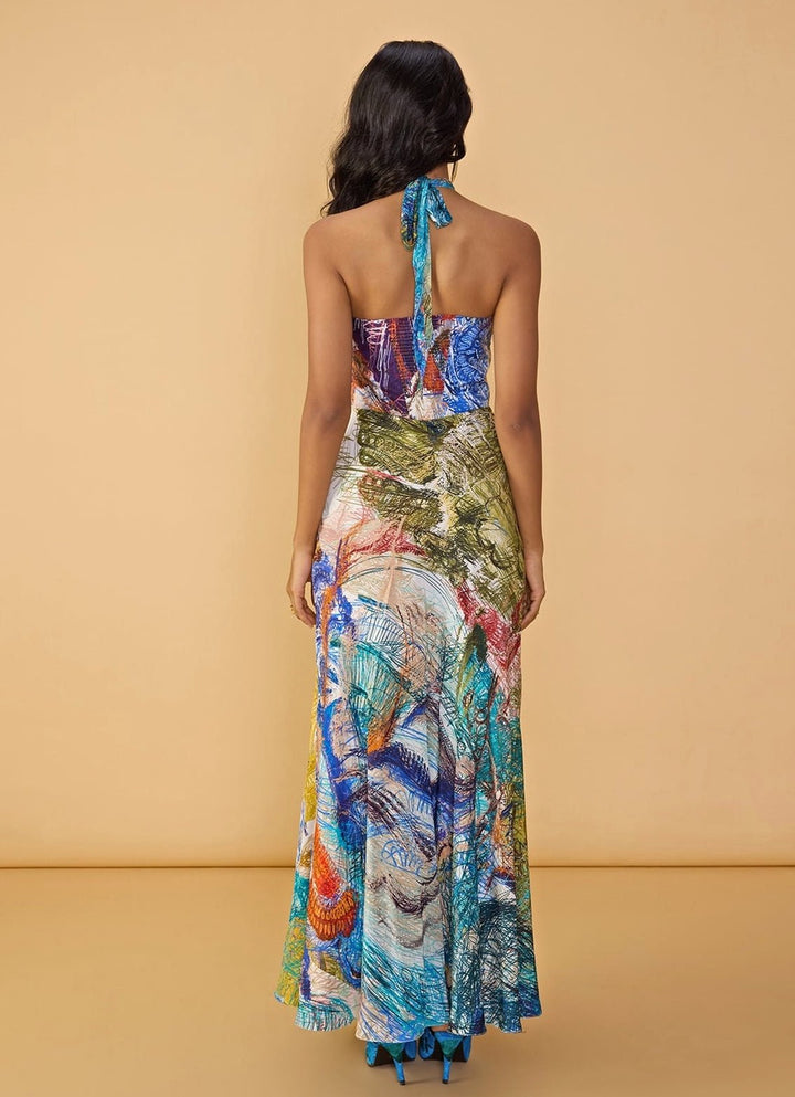 Multicolour Printed Halter Dress Saaksha &amp; Kinni - Fabilicious Fashion