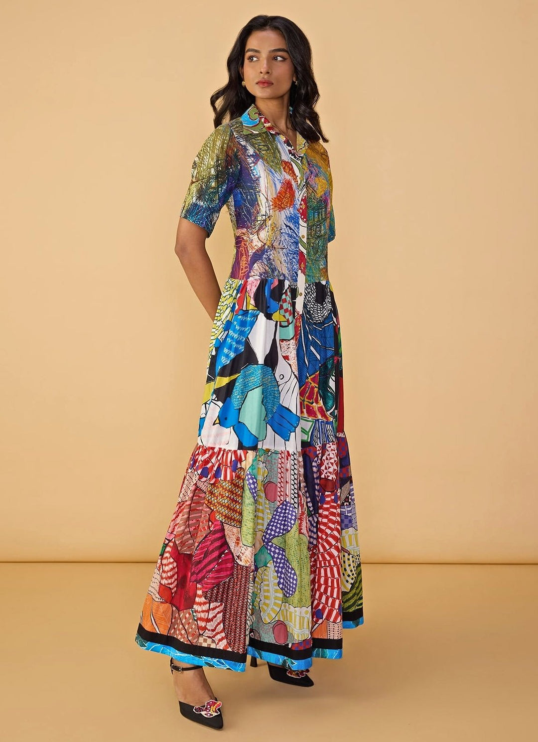 Multicolour Printed Maxi Dress Saaksha &amp; Kinni - Fabilicious Fashion