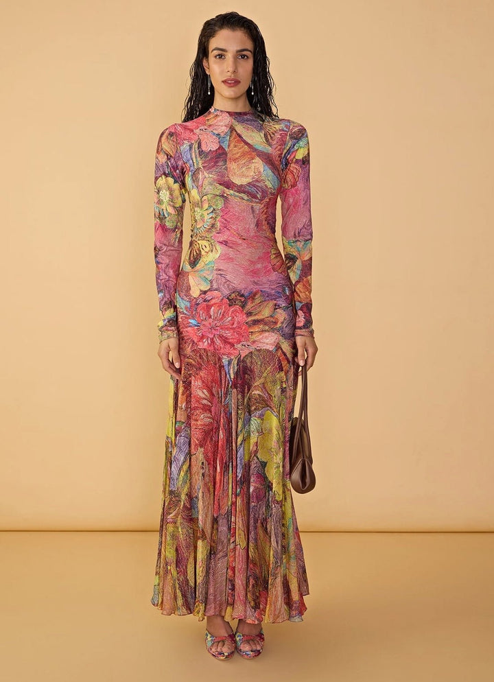 Multicolour Printed Maxi Dress Saaksha &amp; Kinni - Fabilicious Fashion