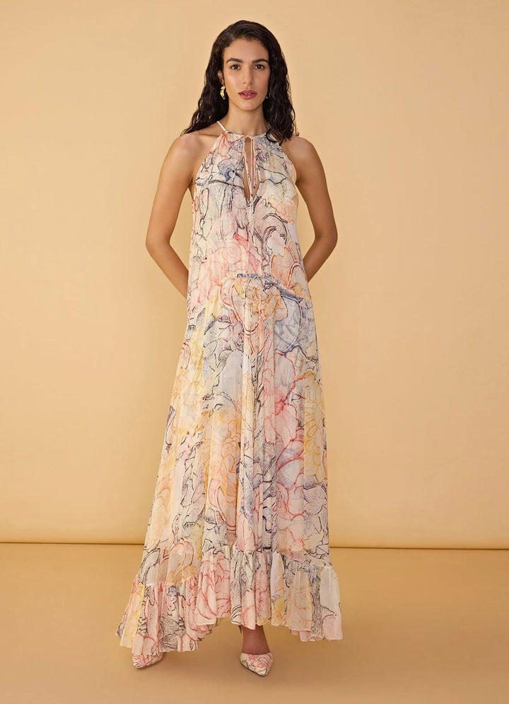 Multicolour Printed Maxi Dress Saaksha &amp; Kinni - Fabilicious Fashion