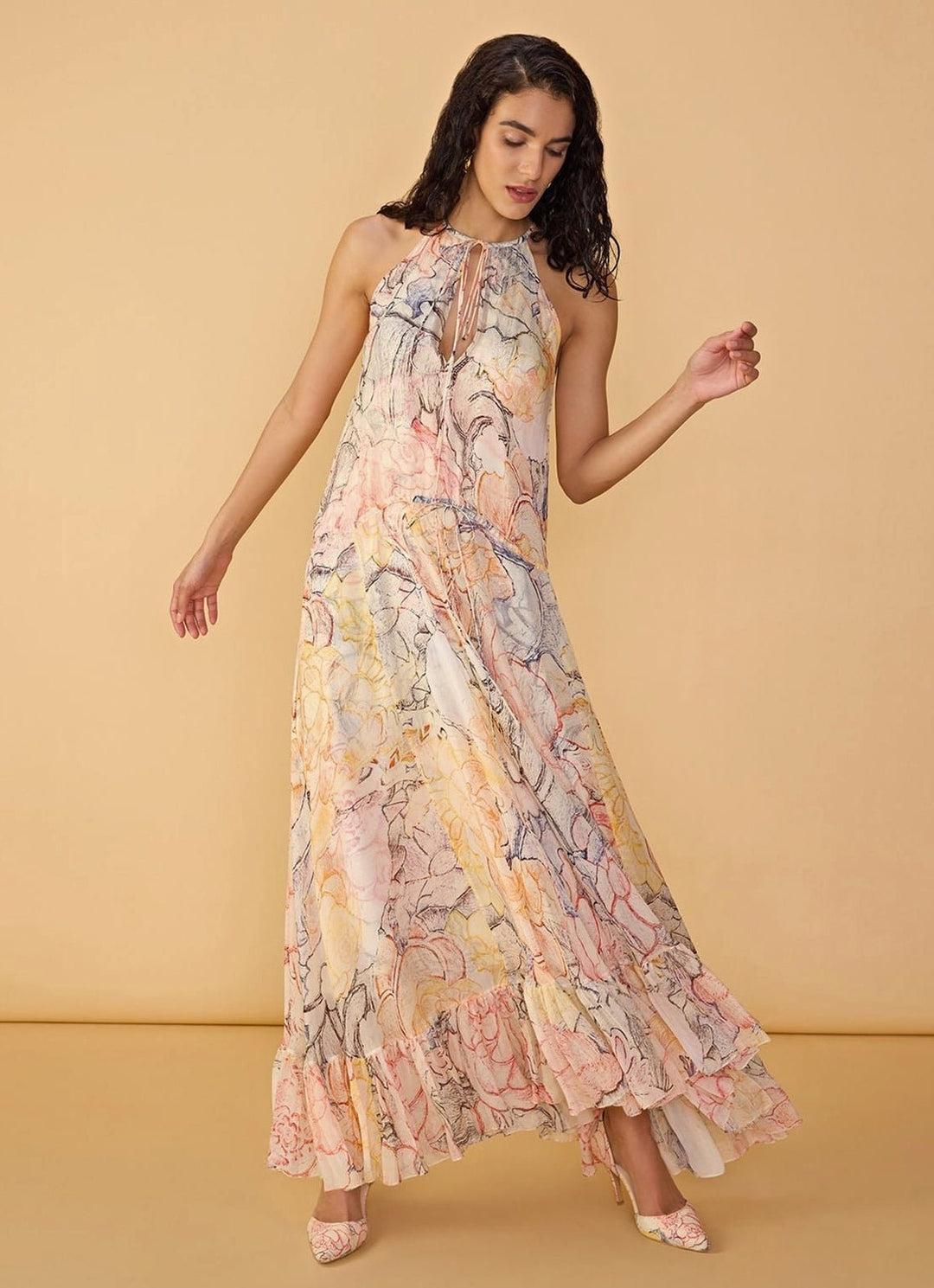 Multicolour Printed Maxi Dress Saaksha &amp; Kinni - Fabilicious Fashion