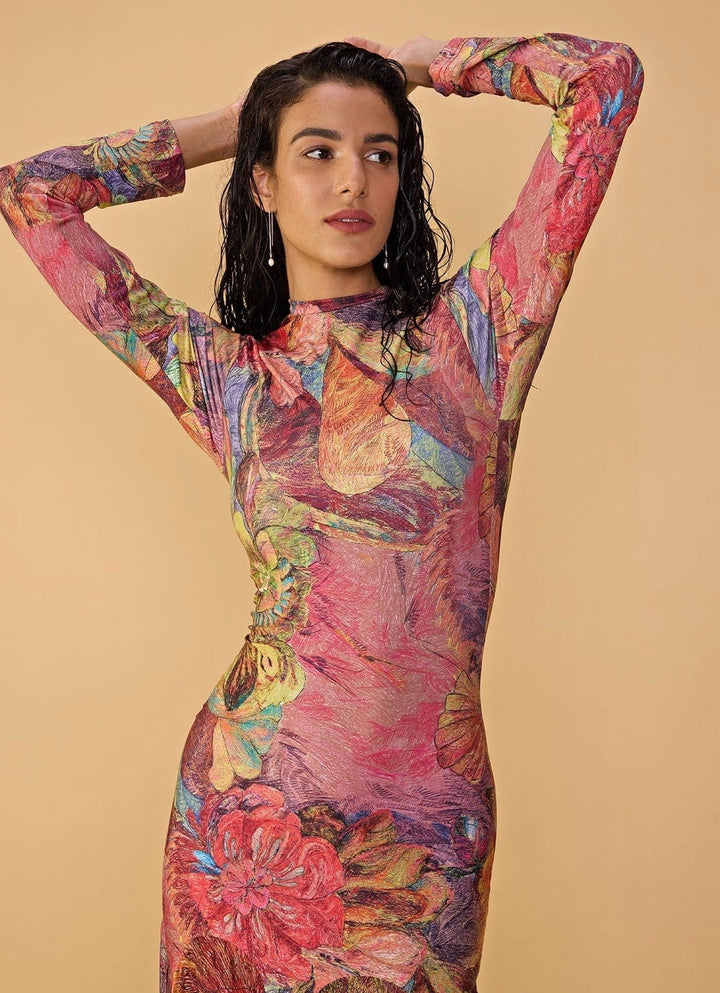 Multicolour Printed Maxi Dress Saaksha &amp; Kinni - Fabilicious Fashion