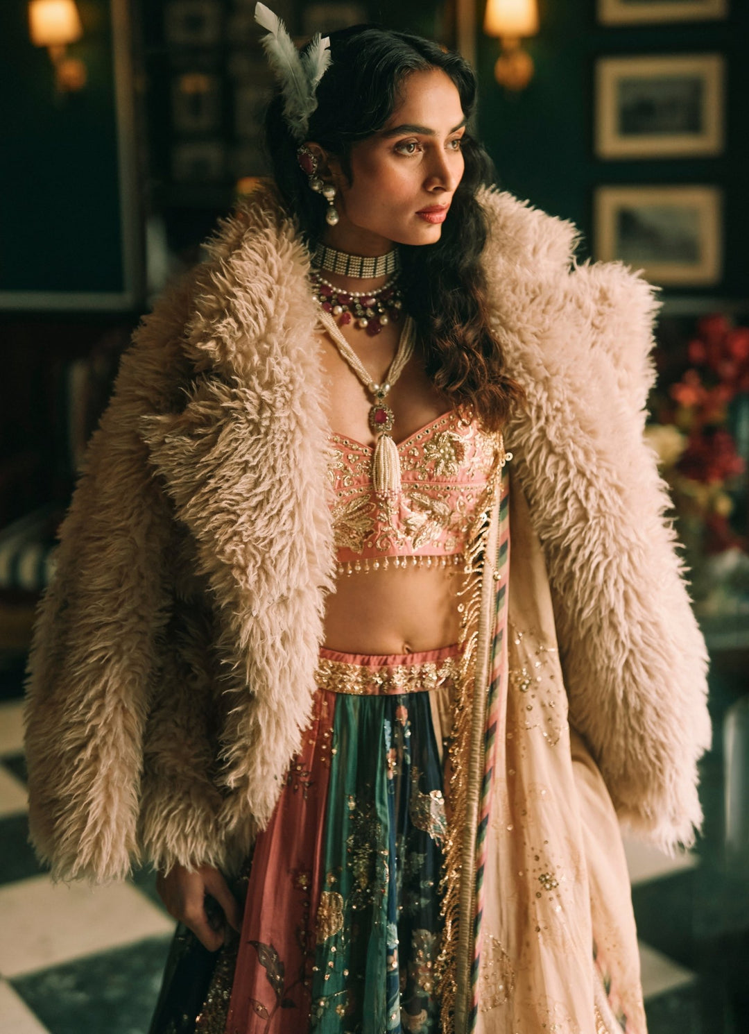 Paulmi and Harsh Multicolour Printed Organza Lehenga SetFabilicious Fashion
