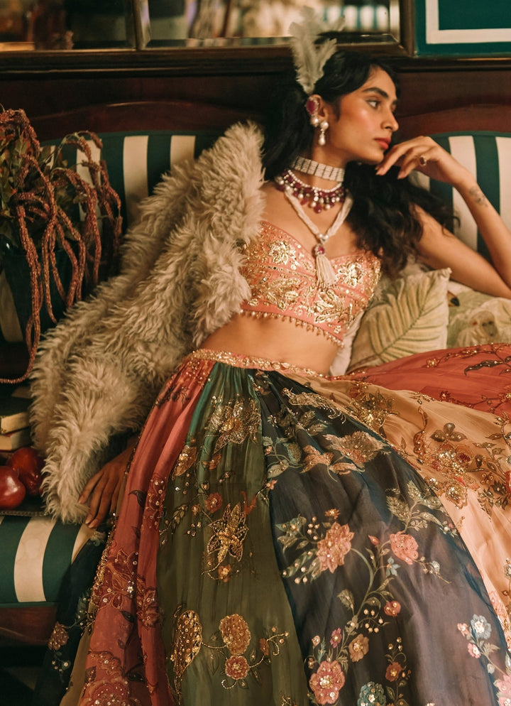 Paulmi and Harsh Multicolour Printed Organza Lehenga SetFabilicious Fashion