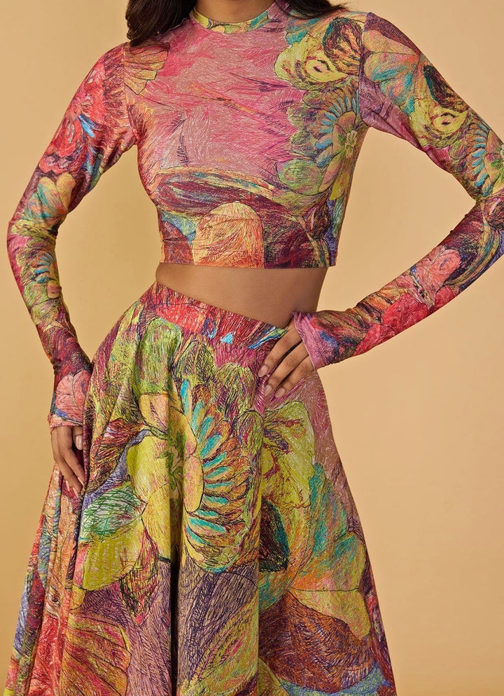 Multicolour Printed Skirt Set Saaksha &amp; Kinni - Fabilicious Fashion