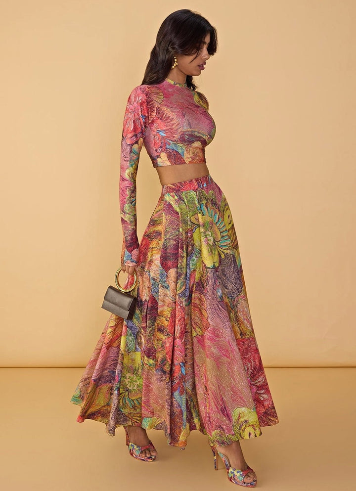 Multicolour Printed Skirt Set Saaksha &amp; Kinni - Fabilicious Fashion