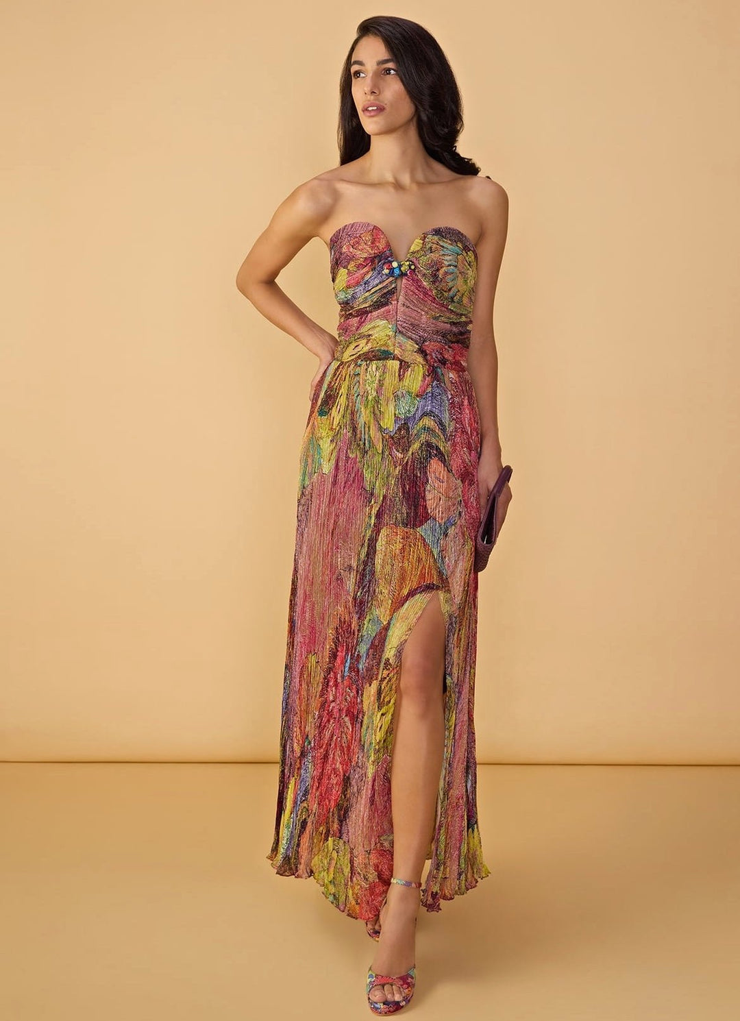 Multicolour Printed Strapless Gown Saaksha & Kinni - Fabilicious Fashion
